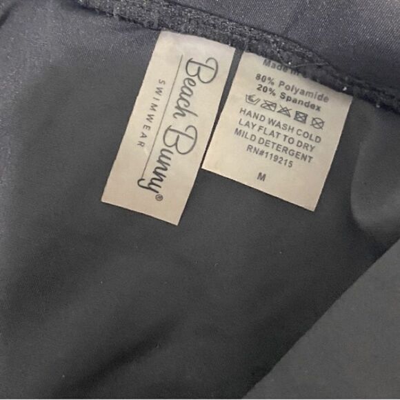 Beach Bunny Bikini Set Brazilian Cut Bottoms Triangle Top Black Size Medium - Picture 12 of 15